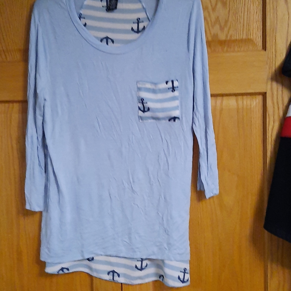 Shirt blue / white XL